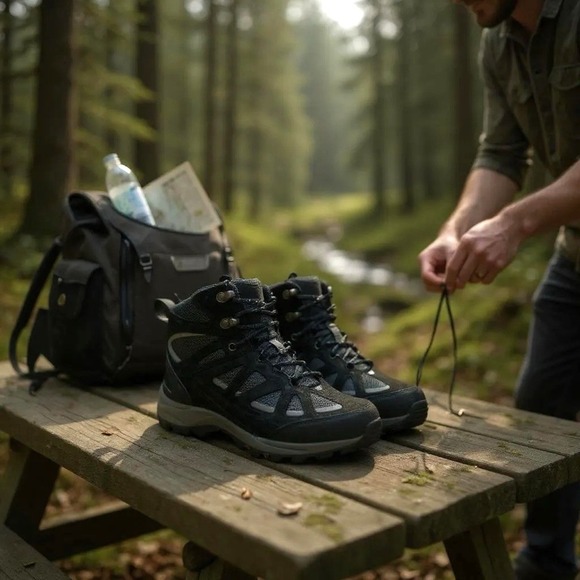 Denali Outback Boots Mountain Hiking Shoes Black Mens 9 EU42.5  Style A17U159E-7 - Picture 1 of 13